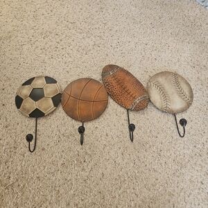 Sports Wall Hangar for hats, sweaters, keys, etc - Football, Baseball 24.5" ×10"